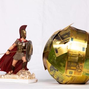 Greek Leonidas fighting the Power of Money
