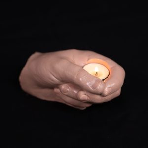 Hand painted 'hand' holding tealight candlelight x Pack of 4