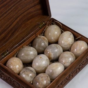 12 Onyx Eggs on a Luxurious Wooden case